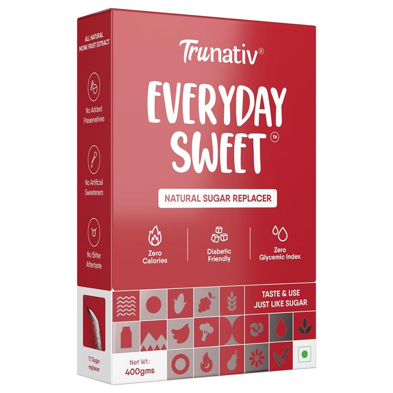 Trunativ Everyday Sweet | Monkfruit Sweetener Powder | Zero-Calorie Sugar Substitute | 1:1 Sugar Replacer for Cooking & Baking | Keto & Diabetic Friendly | 400g (Pack of 1) - Image 1